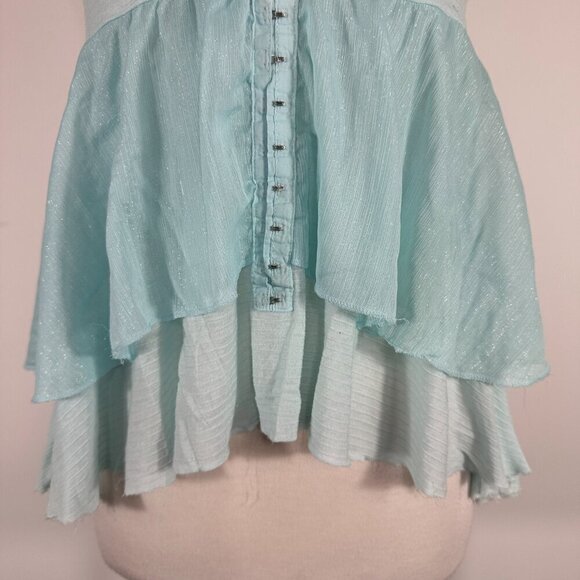 Vintage Free People Front Hooks Closure Blue Tank Top Smock Vest Y2K, Fairy, Got - Picture 6 of 12